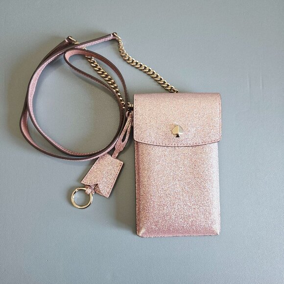 Kate Spade Rose Gold Shimmer Phone Crossbody Bag - Picture 1 of 8